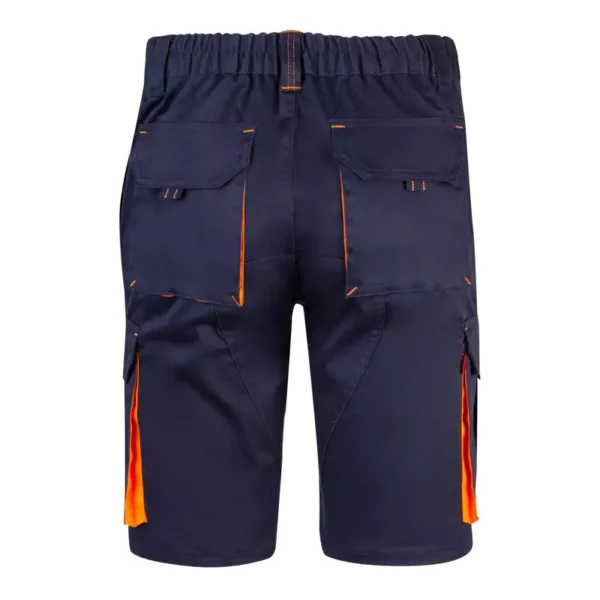 Bermuda stretch bicolor Velilla 103010s, azul navy y naranja flúor