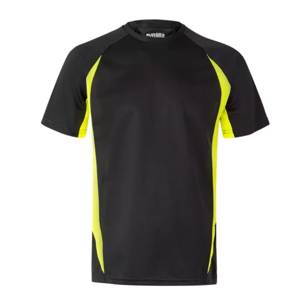 Camiseta técnica bicolor Velilla 105501 negro y amarillo flúor