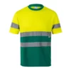 Camiseta técnica bicolor alta visibilidad Velilla 305506, verde y amarillo flúor