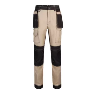 Pantalón canvas stretch bicolor Velilla 103019S, beige y negro