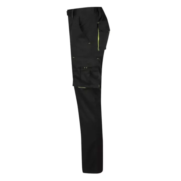 pantalón stretch bicolor modelo 103008S, negro y amarillo flúor