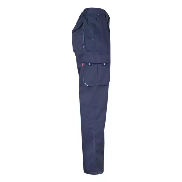 Pantalón stretch bicolor Velilla 103024S en color azul navy con detalles celeste