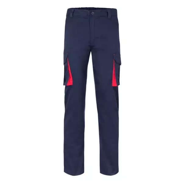 Pantalón stretch bicolor Velilla 103024S en color azul navy con detalles rojo