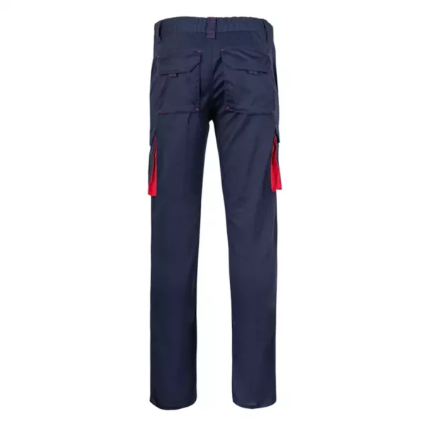 Pantalón stretch bicolor Velilla 103024S en color azul navy con detalles rojo