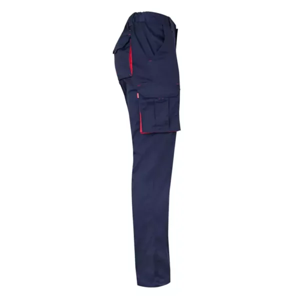 Pantalón stretch bicolor Velilla 103024S en color azul navy con detalles rojo