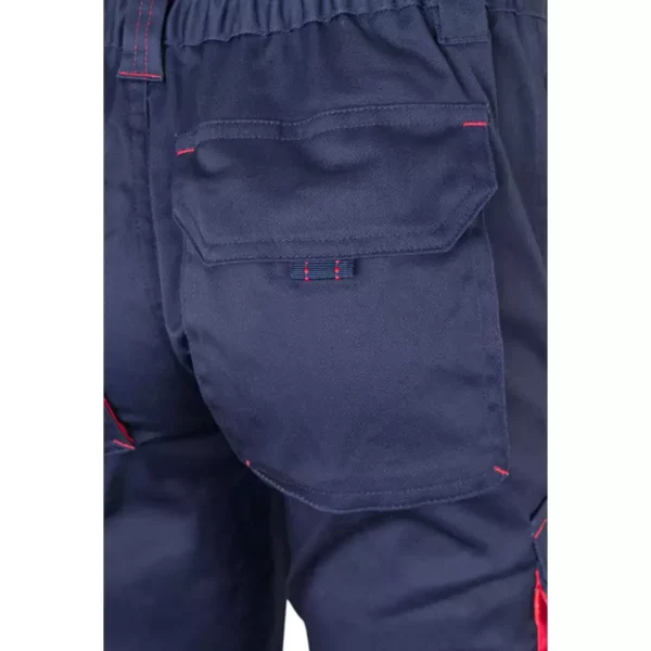 Pantalón stretch bicolor Velilla 103024S en color azul navy con detalles rojo