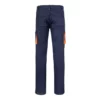 Pantalón stretch bicolor Velilla 103024S en color azul navy con detalles naranja