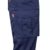 Pantalón stretch bicolor Velilla 103024S en color azul navy con detalles naranja