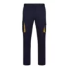 Pantalón stretch bicolor Velilla 103024S en color azul navy con detalles amarillo