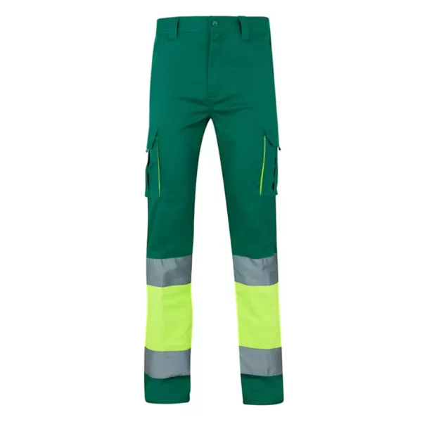 Pantalón stretch bicolor Velilla 303002s, verde y amarillo flúor