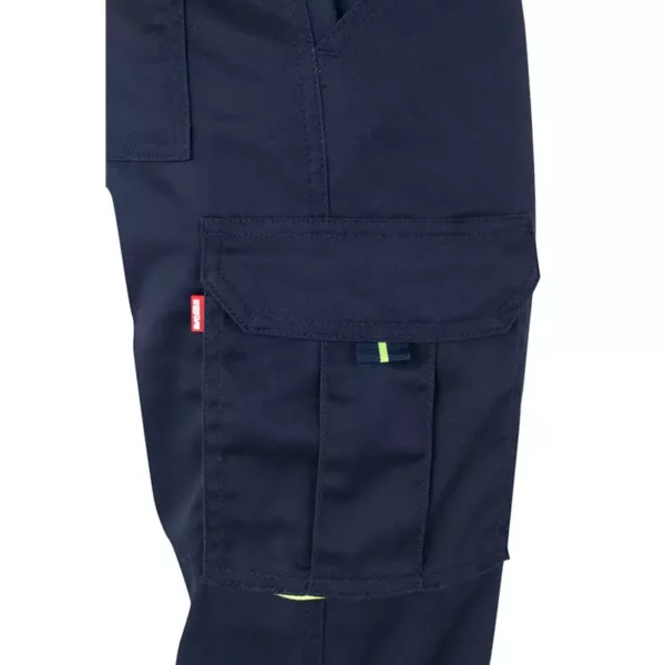 Pantalón stretch bicolor Velilla 303002s, azul navy y amarillo flúor