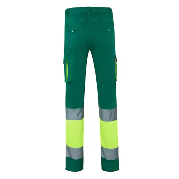 Pantalón stretch bicolor Velilla 303002s, verde y amarillo flúor