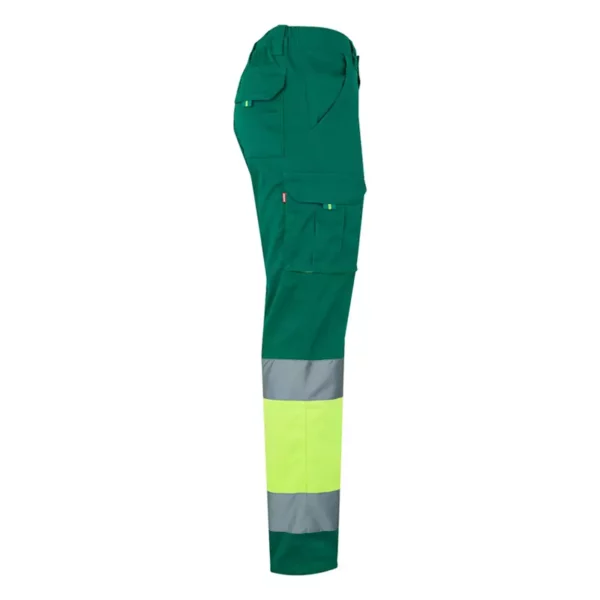 Pantalón stretch bicolor Velilla 303002s, verde y amarillo flúor