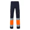 Pantalón stretch bicolor Velilla 303002s, azul navy y naranja flúor