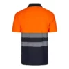 Polo de alta visibilidad bicolor modelo 305504 de manga corta, azul marino y naranja flúor