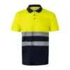 Polo de alta visibilidad bicolor modelo 305504 de manga corta, azul marino y amarillo flúor