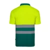 Polo de alta visibilidad bicolor modelo 305504 de manga corta, verde y amarillo flúor