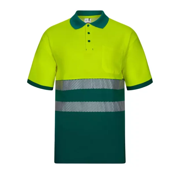 polo de alta visibilidad bicolor modelo 305523 en verde y amarillo flúor