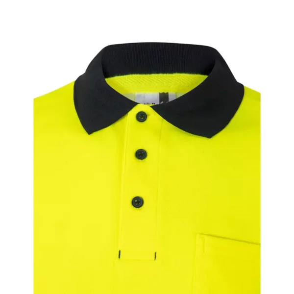 polo de alta visibilidad bicolor modelo 305523 en azul navy y amarillo flúor