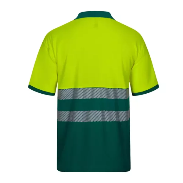 polo de alta visibilidad bicolor modelo 305523 en verde y amarillo flúor