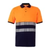 polo de alta visibilidad bicolor modelo 305523 en azul navy y naranja flúor