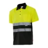 polo de alta visibilidad bicolor modelo 173, negro y amarillo flúor