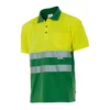 polo de alta visibilidad bicolor modelo 173, verde hierba y amarillo flúor