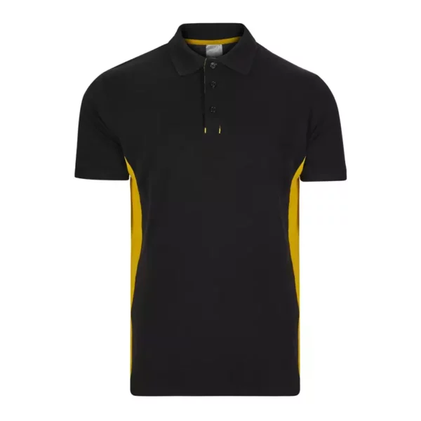 Polo bicolor de manga corta modelo 105504 negro y amarillo