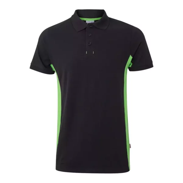 Polo bicolor de manga corta modelo 105504 negro y verde lima