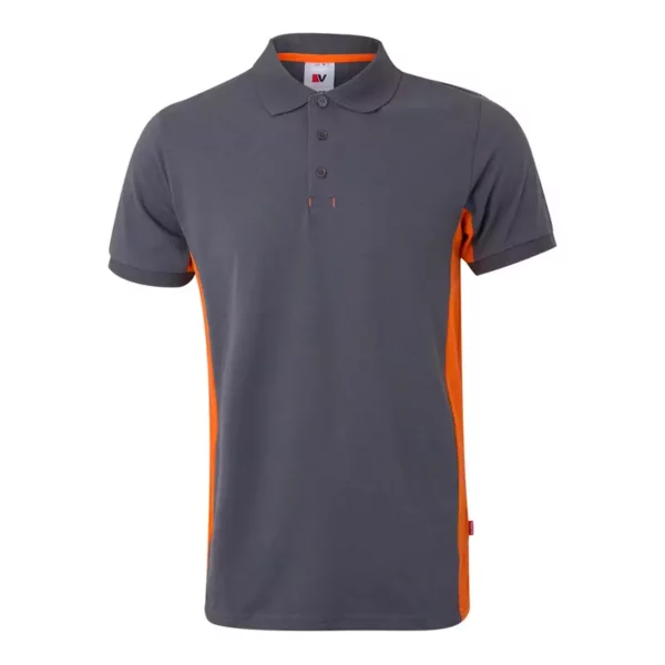 Polo bicolor de manga corta modelo 105504 gris y naranja