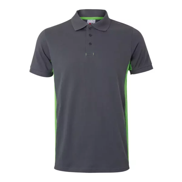 Polo bicolor de manga corta modelo 105504 gris y verde lima