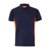 Polo bicolor de manga corta modelo 105504 azul marino y naranja