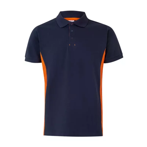 Polo bicolor de manga corta modelo 105504 azul marino y naranja