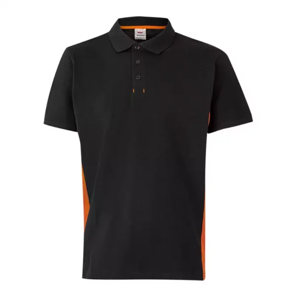 Polo bicolor de manga corta modelo 105504 negro y naranja