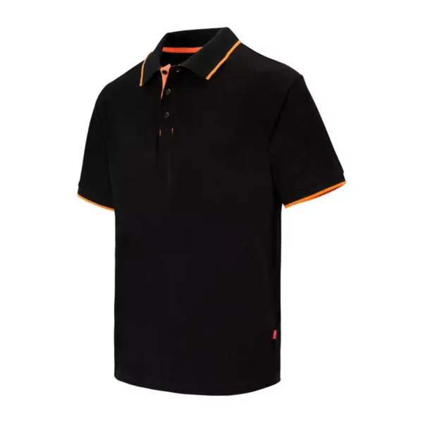 Polo bicolor de manga corta Velilla 105505, negro y naranja flúor