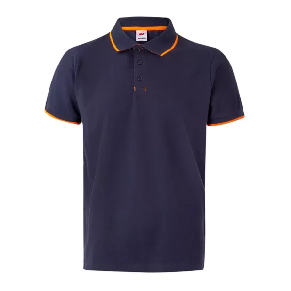 Polo bicolor de manga corta Velilla 105505, azul navy y naranja flúor