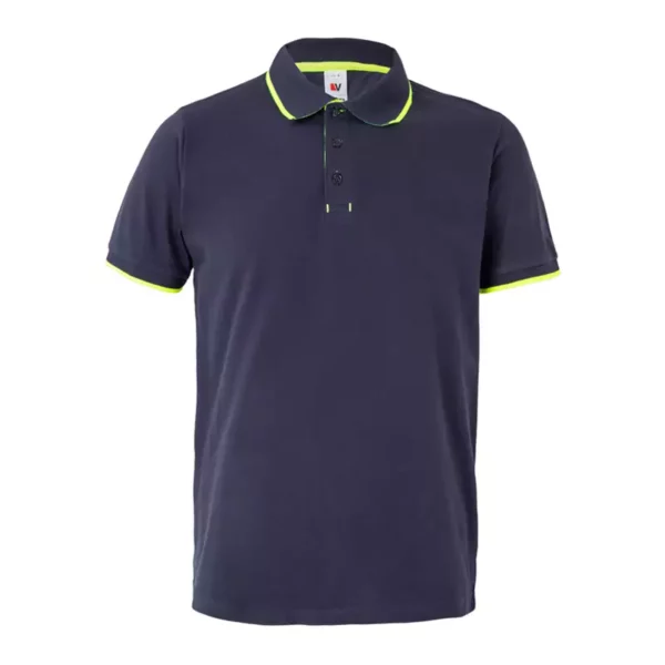 Polo bicolor de manga corta Velilla 105505, azul navy y amarillo flúor