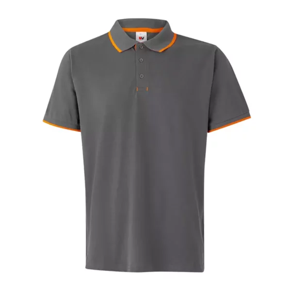 Polo bicolor de manga corta Velilla 105505, gris y naranja flúor