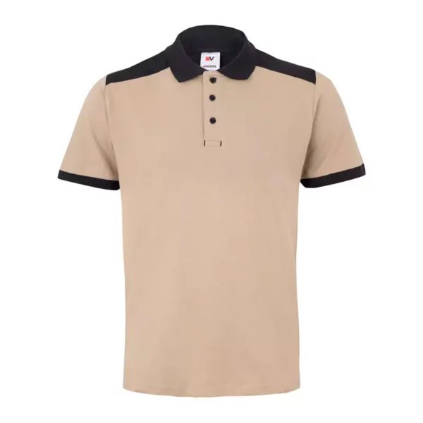 polo de manga corta stretch bicolor 105519S, beige arena y negro