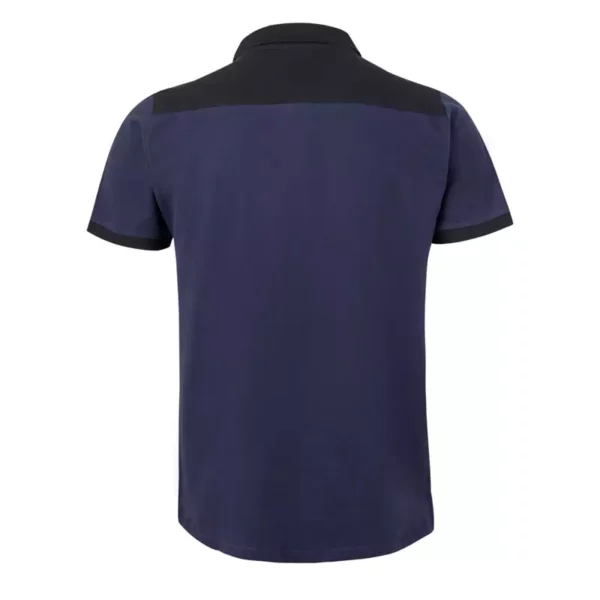 polo de manga corta stretch bicolor 105519S, azul y negro