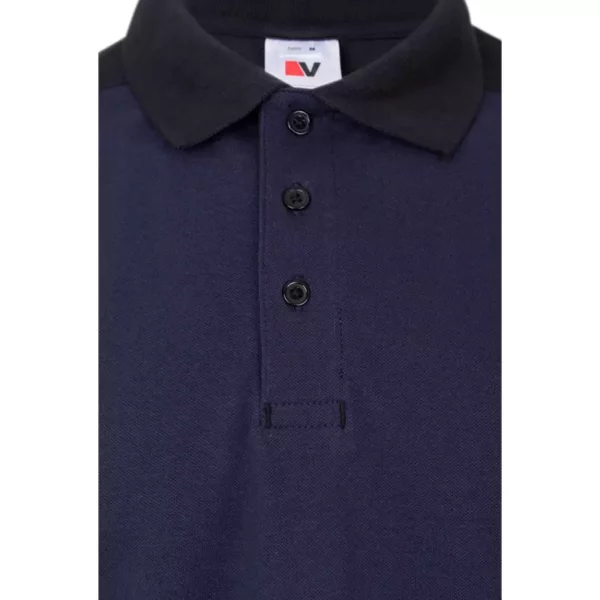 polo de manga corta stretch bicolor 105519S, azul y negro