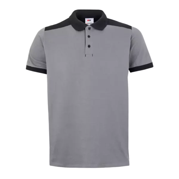 polo de manga corta stretch bicolor 105519S, gris y negro