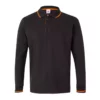 Polo de manga larga bicolor modelo 105515 en negro con detalles naranja