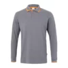 Polo de manga larga bicolor modelo 105515 en gris con detalles naranja