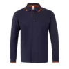 Polo de manga larga bicolor modelo 105515 en azul navy con detalles naranja