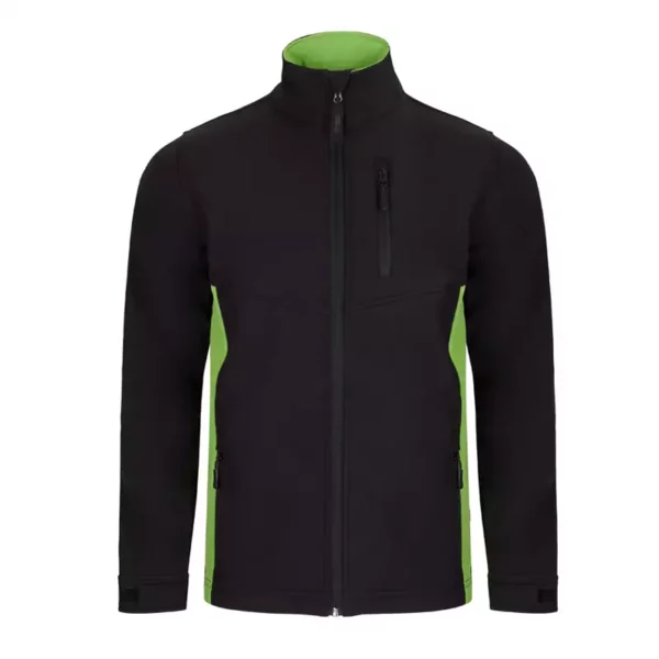 Chaqueta softshell bicolor 106004 en negro y verde lima