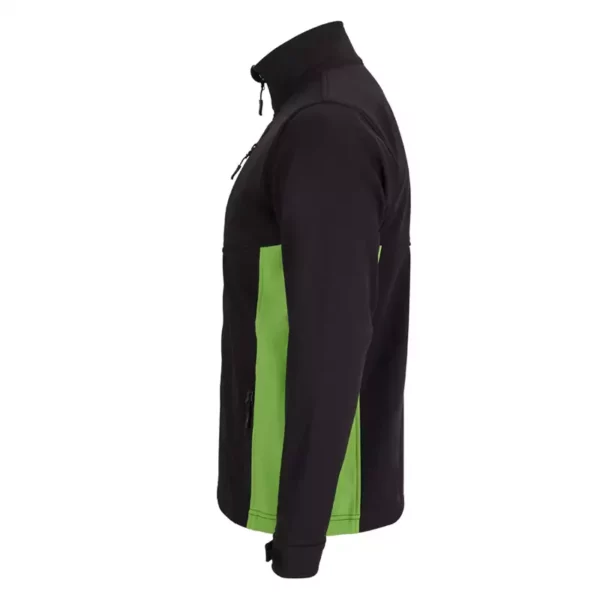 Chaqueta softshell bicolor 106004 en negro y verde lima