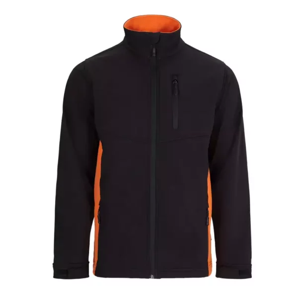 Chaqueta softshell bicolor 106004 en negro y naranja