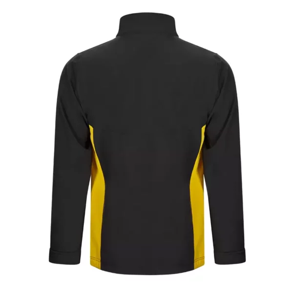 Chaqueta softshell bicolor 106004, color negro y amarillo