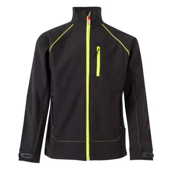 cazadora de trabajo softshell bicolor VELILLA 206001, negra y amarillo flúor